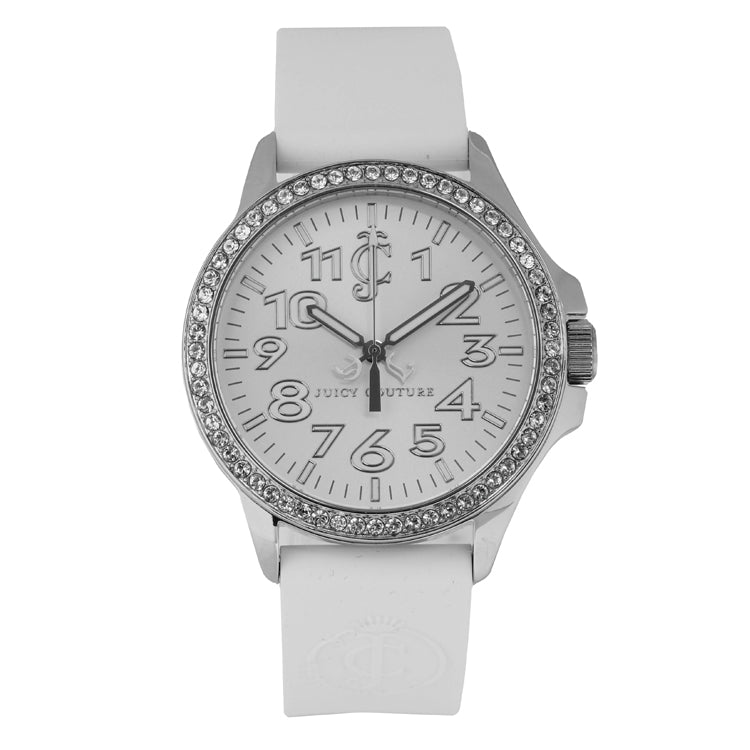 Juicy Couture 1900961 Jetsetter Women's 38mm Crystal Bezel White Silicone Watch