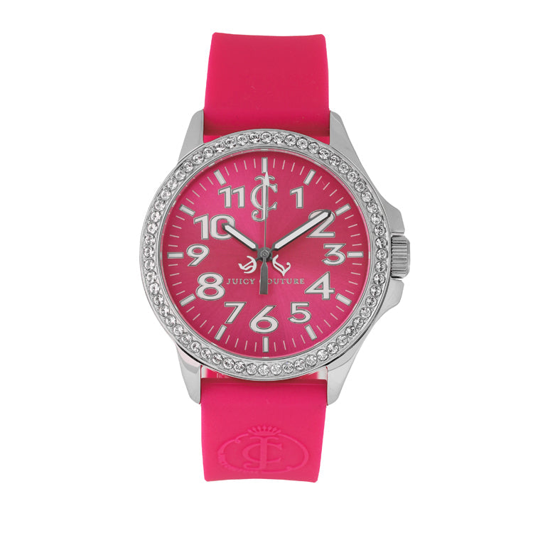 Juicy Couture 1900965 Jetsetter Women's 38mm Crystal Pink Silicone Silver Watch