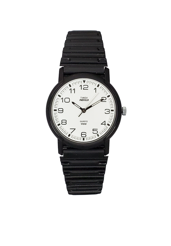 Timex Indiglo H9775130 Unisex 34mm White Dial Black Resin Watch