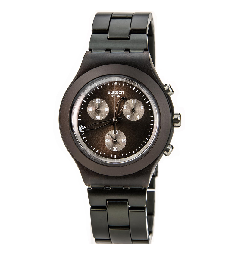 Swatch SVCC4000AG Full-Blooded Smoky Brown Men's 43mm Chronograph Steel Watch