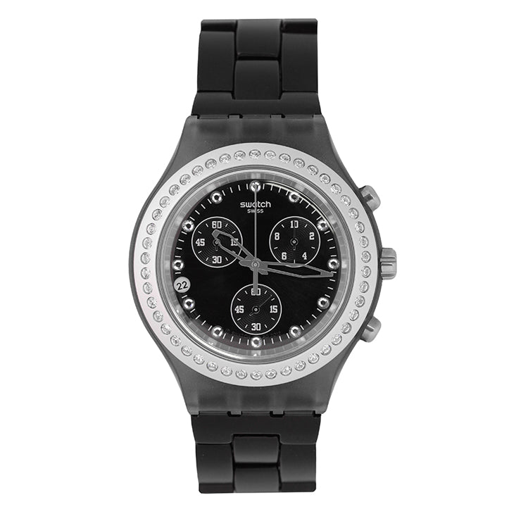 Swatch SVCM4009AG Full-Blooded Stoneheart Silver Men's 43mm Chrono Steel Watch