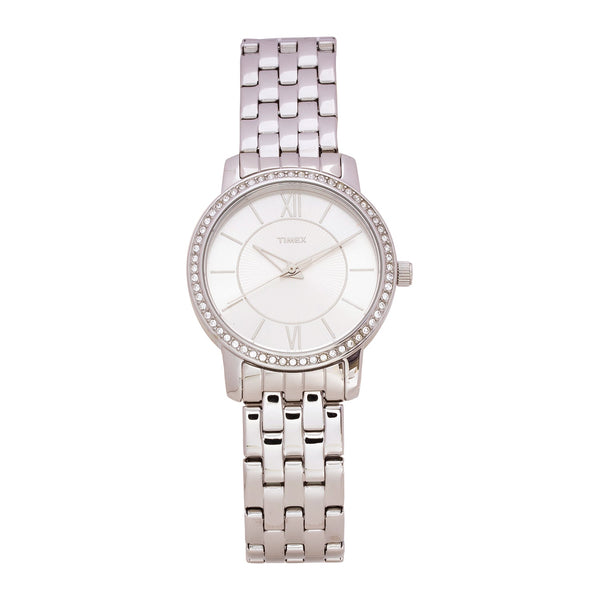 Timex T2N371 Women's 33mm Silver Stainless Steel Crystal Watch